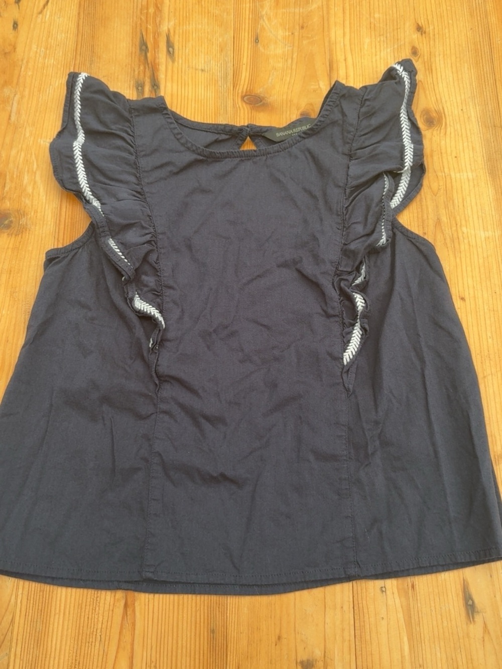 Banana Republic Navy Ruffle Sleeve Tank